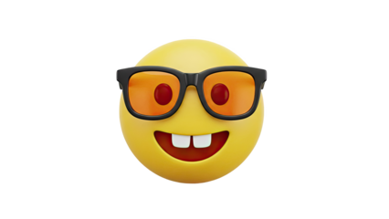 Cool Emoji with Sunglasses and Grinning Mouth on transparent background