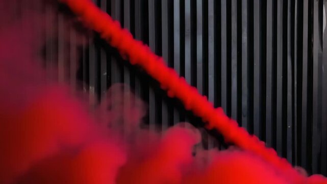 Red ink smoke leaking through black striped textures