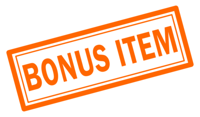 Orange BONUS ITEM stamp effect for promotions and special offers. 