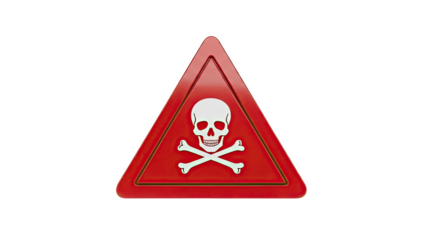 Danger Sign Skull and Crossbones on transparent background
