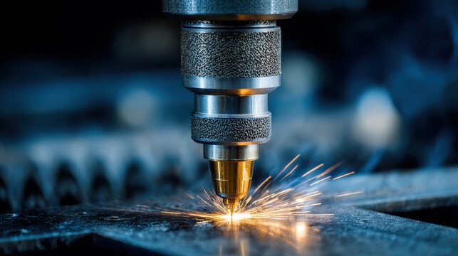 Closeup of plasma spray equipment depositing a tungsten carbide layer on cutting tools improving wear resistance and extending tool life