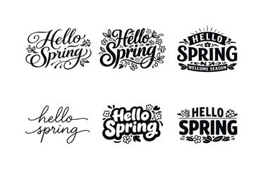 Obraz premium Botanical Spring Lettering. Botanical Spring Lettering. Set lettering. harmonious lettering variations of the same emblematic concept, each with different