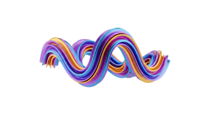 3D Colorful Abstract Ribbon Swirl on transparent background