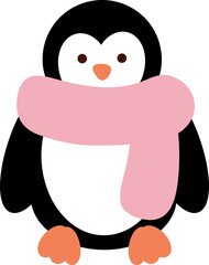 cute penguin bird animal wear scarf fall winter outfits vector illustration 