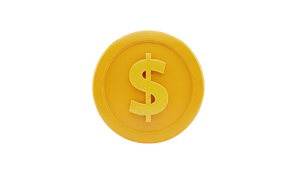 Fototapeta premium 3D Gold Coin with Dollar Symbol on transparent background