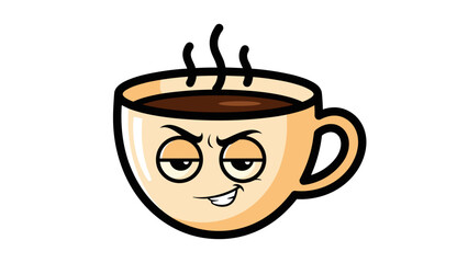 Smiling Cartoon Coffee Cup Character Illustration.