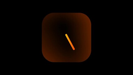 A single vertical orange line is centered inside a rounded dark square to represent a simple minimalist clock hand or a starting point for time