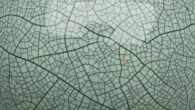 Seamless Hyper-Realistic Cracked Glaze Celadon Ceramic Texture Pattern with Elegant Crazing on Pale Sea-Foam Green