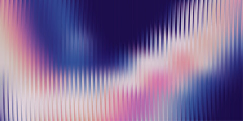 Vertical reeded glass wave background, fluid blue pink gradient flow with soft white haze and smooth distortion, elegant abstract surface, vector illustration