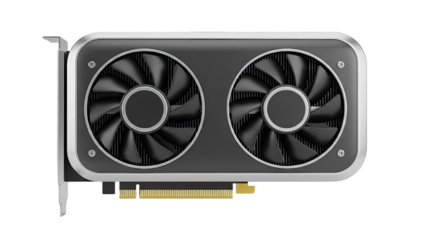 Dual Fan Graphics Card on transparent background
