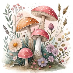 mushrooms in the grass