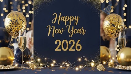 Celebrate New Year's Eve with elegant gold decorations and champagne