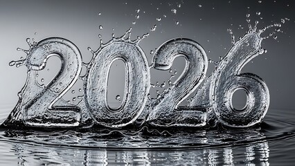 Splashing water numbers representing the year 2026