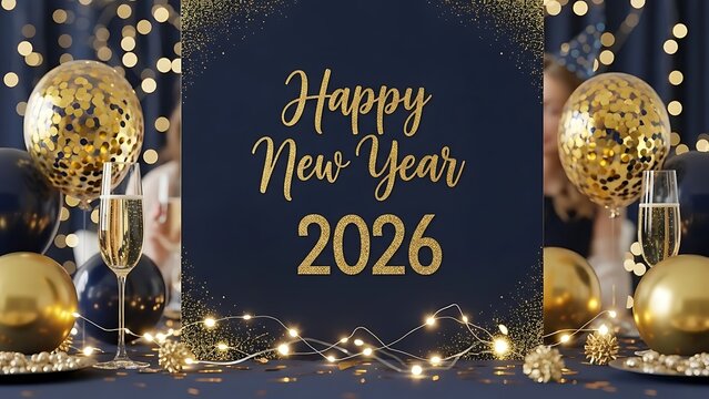 Celebrate New Year's Eve with elegant gold decorations and champagne