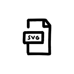 Hand-drawn document format icon set featuring pdf, docx, txt, tiff, svg, xlsx, pptx, jpg, jpeg, png. Editable stroke flat vector icons, ideal for professional business designs.