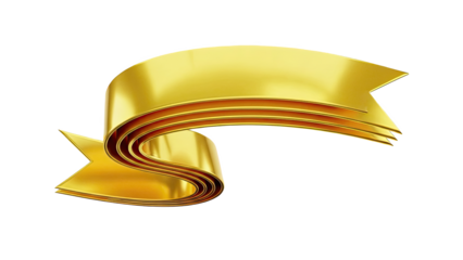 Golden Ribbon Banner on transparent background