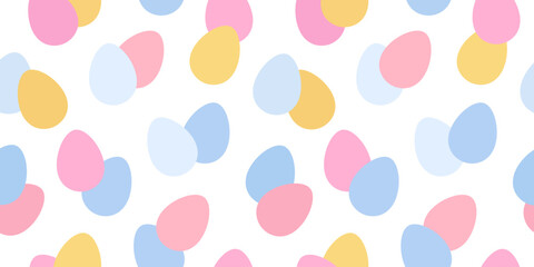 Seamless pattern of overlapping pastel easter eggs white background vector illustration