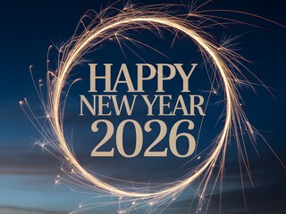 Happy new year 2026 celebration with sparkling fireworks at night