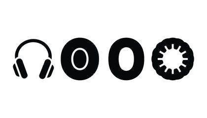 Headphone audio equipment collection vector icon symbol sign studio background.