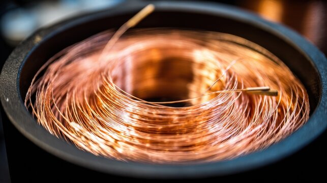 Medium shot of an automated wire drawing machine continuously pulling and refining copper wire in a hightech industrial setting.