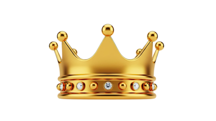 Golden crown with jewels on transparent background