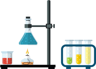Chemical glassware, laboratory.