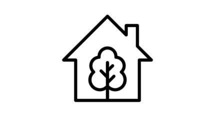 Minimalist Eco House with Tree Vector Line Icon isolated PNG with Transparent Background