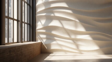 Modern Interior Wall with Wavy Pattern and Natural Light