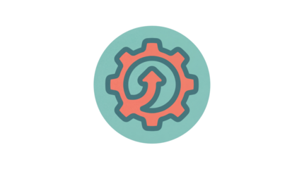 Modern Isolated Orange Gear and Arrow Vector Icon for Process Optimization isolated PNG with Transparent Background