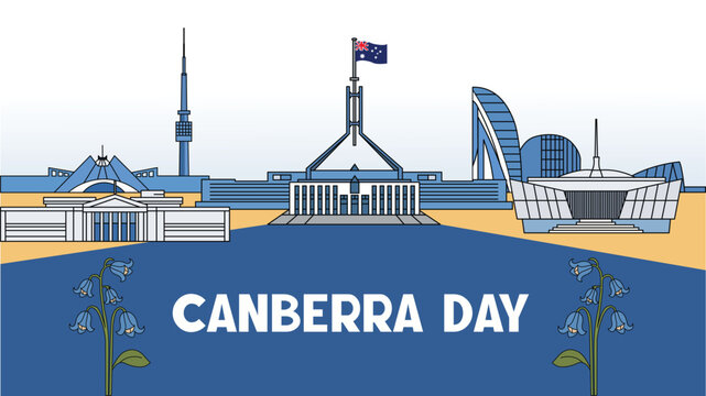 Canberra Day City Landmark Illustration Australia Capital Celebration