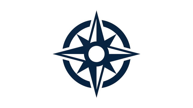 Isolated Dark Blue Navigation Compass Rose Vector Icon isolated PNG with Transparent Background
