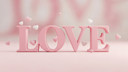 Love lettering with heart shaped decorations