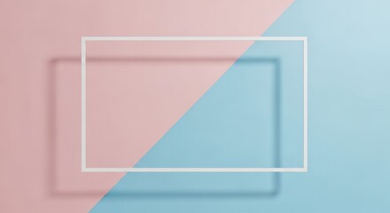White Frame Abstract Geometric Pink Blue Background
