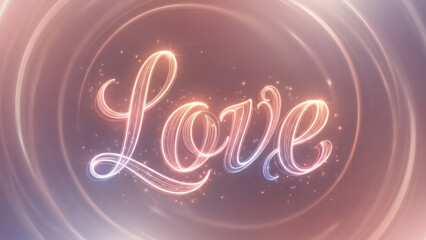 Beautiful shining love text on pink background