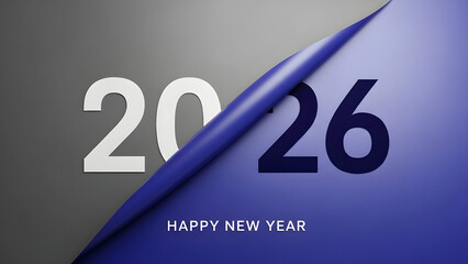 New year 2026 greeting card design concept with peeling effect revealing new year number on gradient background