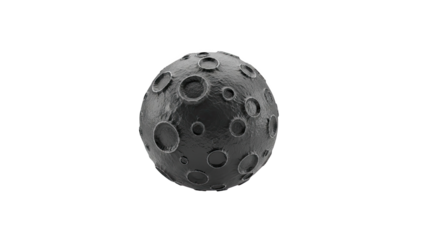 Cratered Dark Moon Orb on transparent background
