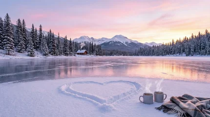 Poster Purper Valentine's day celebration winter wonderland scenic landscape serene environment romantic viewpoint love in nature  © Chaithat