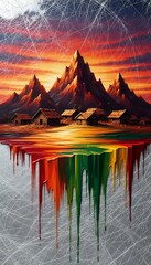 Naklejka premium Sunset in the mountains I Wall Decor 