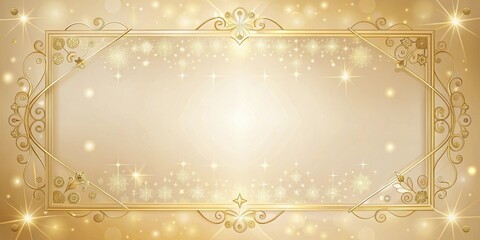 Elegant Gold Frame with Sparkling Winter Design, Perfect for Festive Announcements or Invitations