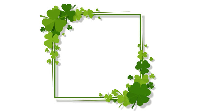 A square green border adorned with shamrocks and clover leaves, perfect for St. Patrick's Day.