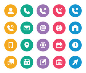 Rounded color glyph icons set for Contact