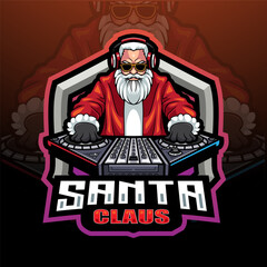 Santa claus disc jokey esport mascot logo design