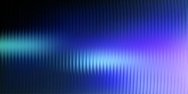Blue aura glass background, vertical reeded gradient with luminous wave refraction. Futuristic abstract texture surface, vector illustration