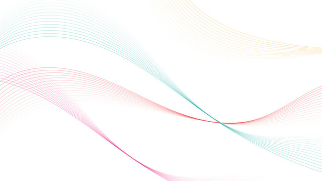 Dynamic flowing colorful lines gracefully intersect and weave across a pristine white canvas