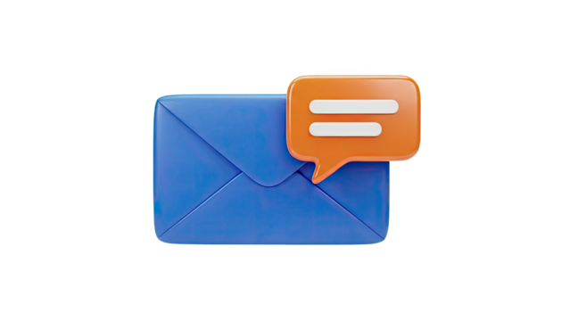 3D Envelope with Speech Bubble Icon on transparent background - Powered by Adobe