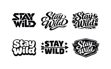 Obraz premium Stylized Lettering Grid. Stylized Text Ornaments. Set lettering. harmonious lettering variations of the same emblematic concept, each with different artistic