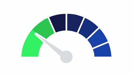 Speedometer Gauge Icon with Green to Blue Gradient &ndash; Performance Meter, Progress Indicator, Dashboard Widget. Vector, Editable Stroke, Minimalist Design.