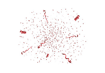 Burst Of Red Ribbon Confetti With Metallic Streamers Celebration Illustration