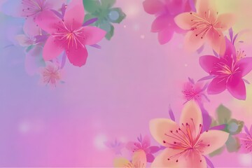 Fototapeta premium Cute Pastel Flower Illustration with Pink and Purple Gradient Background