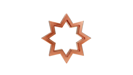 Copper star cookie cutter on transparent background